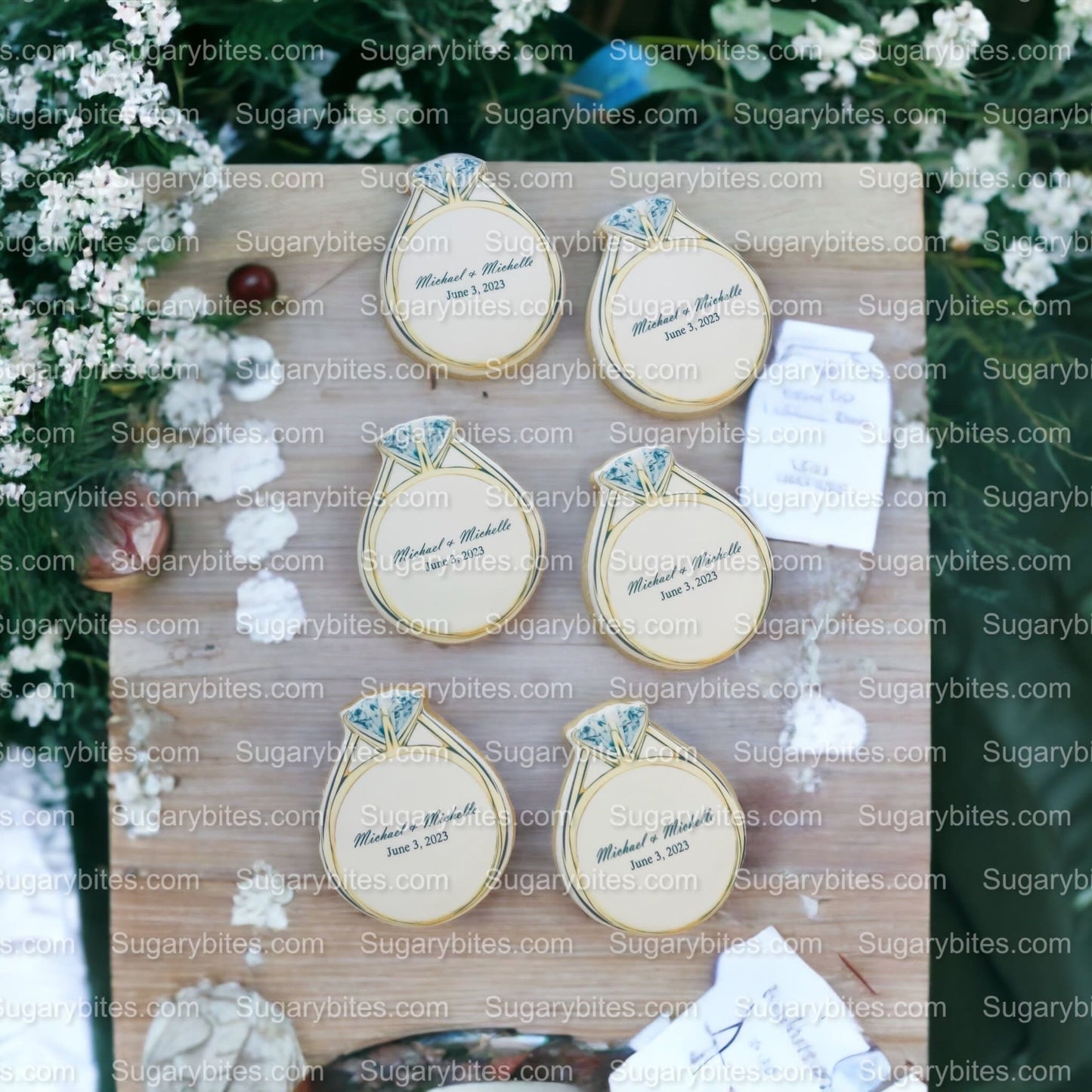 Wedding Ring Cookies,  Bridal Shower Cookies, **SET of 12 Cookies** Engagement Cookies, Bridal Party Gift, Bridal Flavors, Gourmet Fresh Cookies