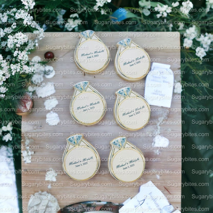 Wedding Ring Cookies,  Bridal Shower Cookies, **SET of 12 Cookies** Engagement Cookies, Bridal Party Gift, Bridal Flavors, Gourmet Fresh Cookies