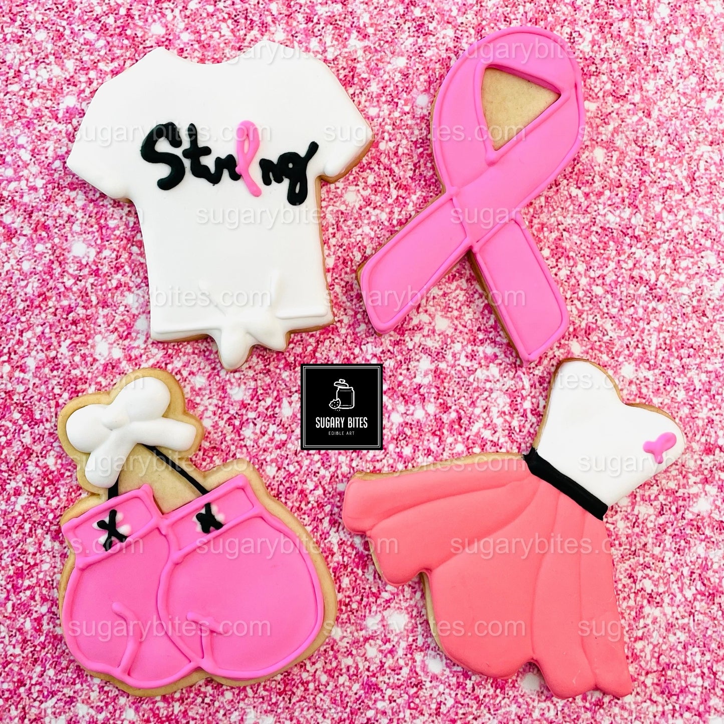 Pink DIY Cookie Kit | Sugar Vanilla Decorate-Your-Own Cookies | Pink Ribbon Fundraiser Gift Set | (Large Cookies) ***INCLUDES 24 ITEMS*** With 4 Icing Bags & 3 Deluxe Sprinkle!!