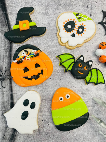 Halloween Cookie Decorating Kit, DIY Cookie Kit, (Large Cookies) ***INCLUDES 24 ITEMS*** With 4 Icing Bags & 3 Deluxe Sprinkle!!