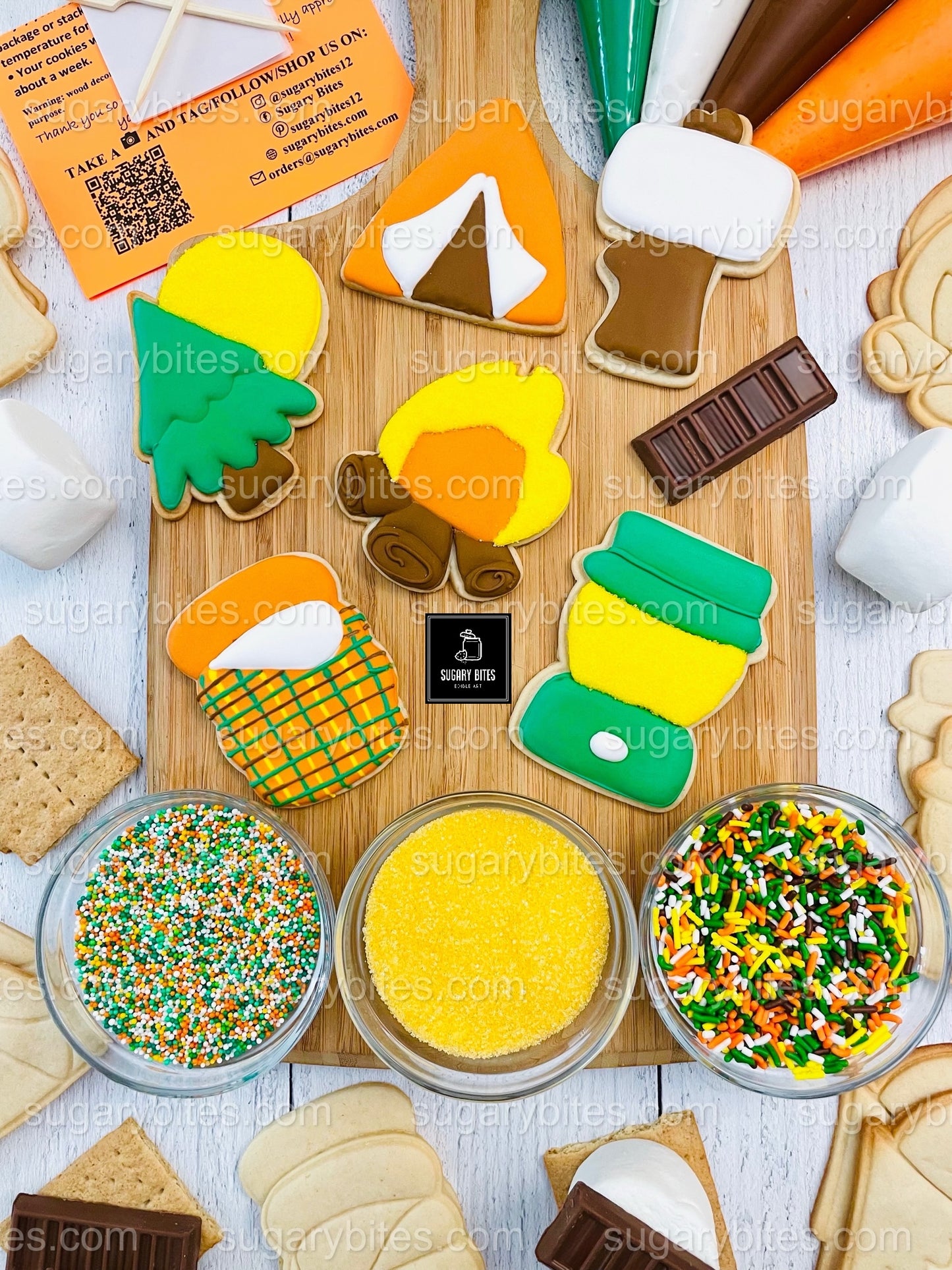 Camping Adventure Cookie Decorating Kit | DIY Cookie Set | Fun Family Activity | S’mores, Campfire, Tent Cookies | Party Favor Gift Box
