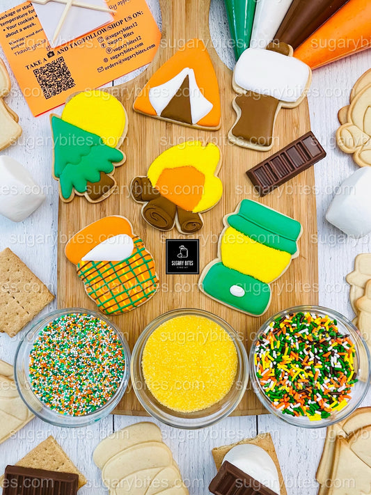 Camping Adventure Cookie Decorating Kit | DIY Cookie Set | Fun Family Activity | S’mores, Campfire, Tent Cookies | Party Favor Gift Box
