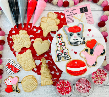 Valentines Cookie Decorating Kit, DIY Cookie Kit, **INCLUDES 25 ITEMS** (Large Cookies), Deluxe Sprinkles Included & 5 Icing Bags!!