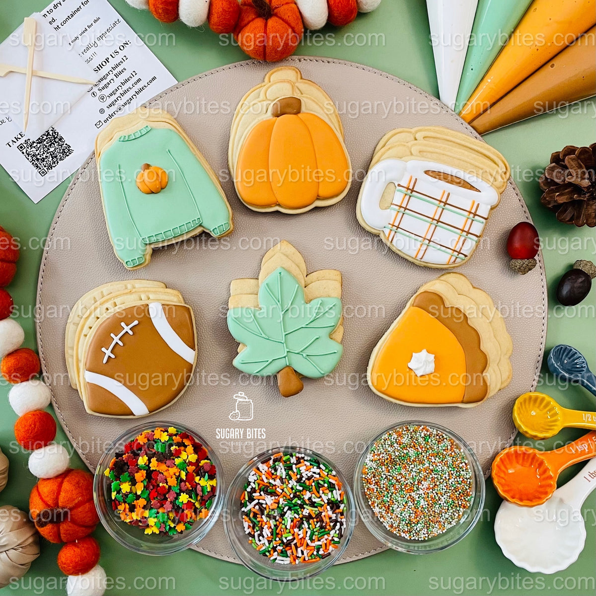 Fall Cookie Decorating Kit – Pumpkin, Pie & Football DIY Cookie Kit