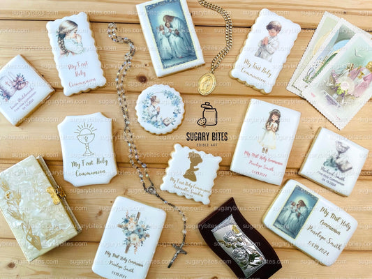Baptism, Christening, Communion Cookies, First Communion, Custom First Communion, Communion Cookies (12 Decorated Cookies)