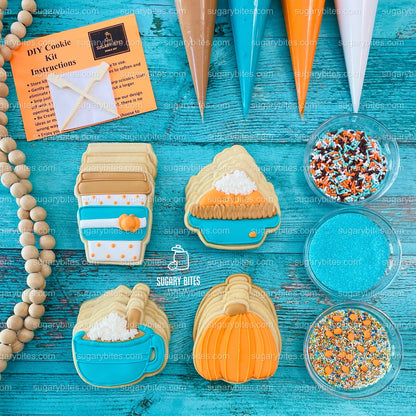 Fall Cookie Decorating Kit, Thanksgiving DIY Cookie Kit, (Large Cookies) ***INCLUDES 24 ITEMS*** With 4 Icing Bags & 3 Deluxe Sprinkle!!
