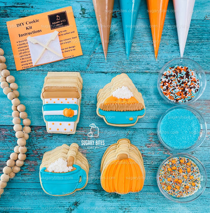 Fall Cookie Decorating Kit, Thanksgiving DIY Cookie Kit, (Large Cookies) ***INCLUDES 24 ITEMS*** With 4 Icing Bags & 3 Deluxe Sprinkle!!