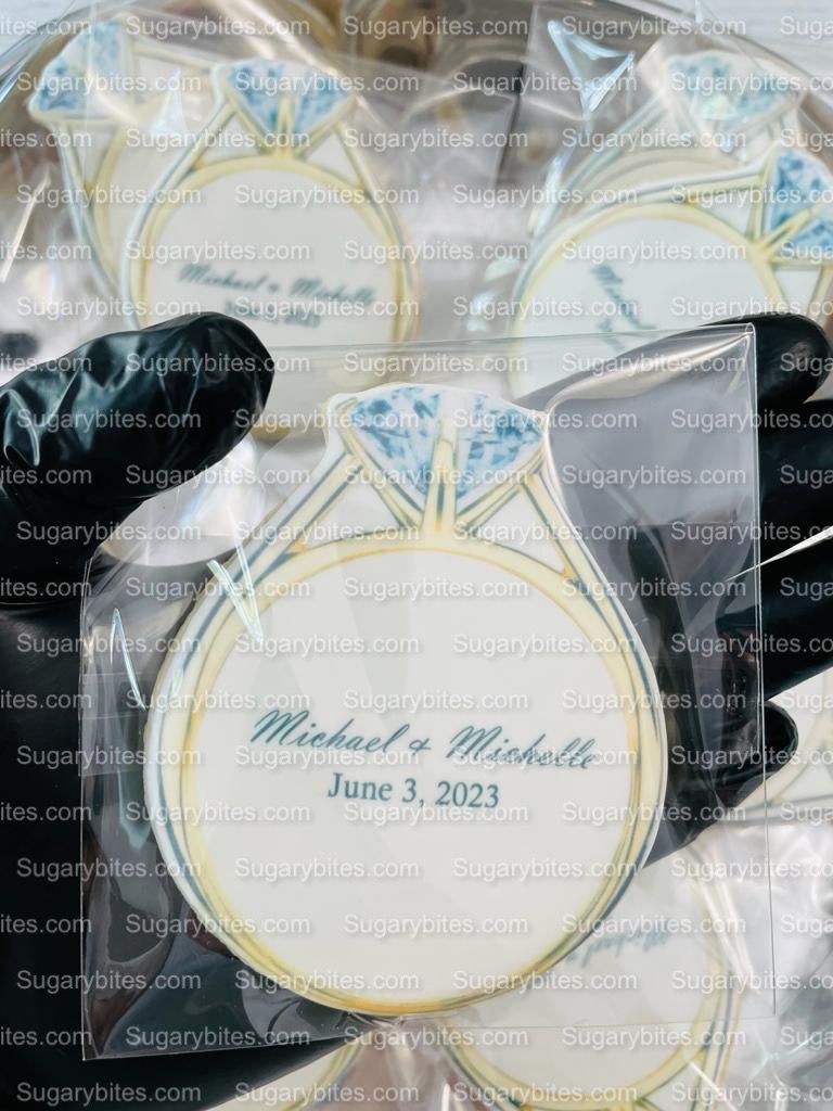 Wedding Ring Cookies,  Bridal Shower Cookies, **SET of 12 Cookies** Engagement Cookies, Bridal Party Gift, Bridal Flavors, Gourmet Fresh Cookies