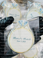 Load image into Gallery viewer, Wedding Ring Cookies,  Bridal Shower Cookies, **SET of 12 Cookies** Engagement Cookies, Bridal Party Gift, Bridal Flavors, Gourmet Fresh Cookies
