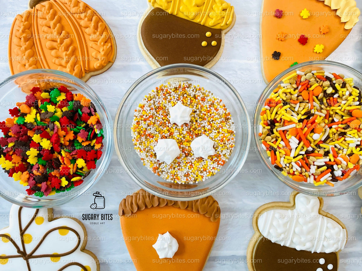 Fall Cookie Decorating Kit,Thanksgiving DIY cookie kit **INCLUDES 24 ITEMS*** Zoom Party Favors, Assorted Shaped Cookie Kit, (Large Cookies)