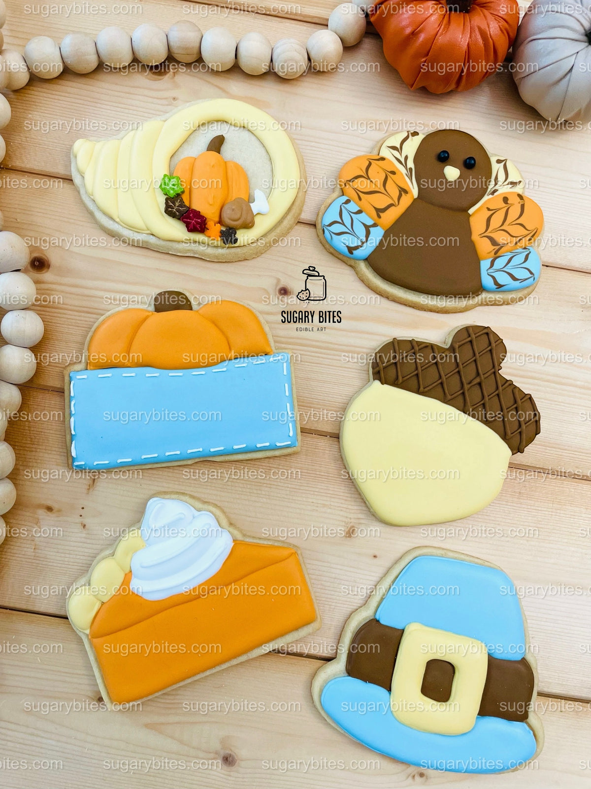 Thanksgiving Cookie Decorating Kit, ***INCLUDES 24 ITEMS*** Zoom Party Favors, Assorted Shaped Cookie Kit, (Large Cookies)
