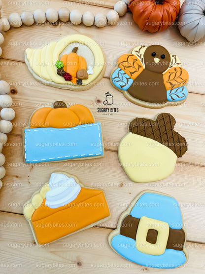 Thanksgiving Cookie Decorating Kit, ***INCLUDES 24 ITEMS*** Zoom Party Favors, Assorted Shaped Cookie Kit, (Large Cookies)