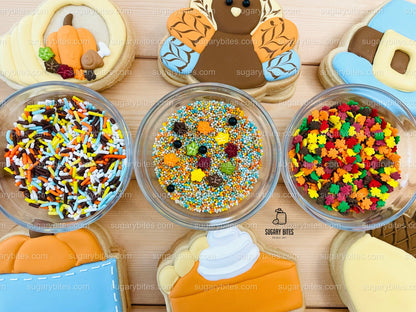 Thanksgiving Cookie Decorating Kit, ***INCLUDES 24 ITEMS*** Zoom Party Favors, Assorted Shaped Cookie Kit, (Large Cookies)