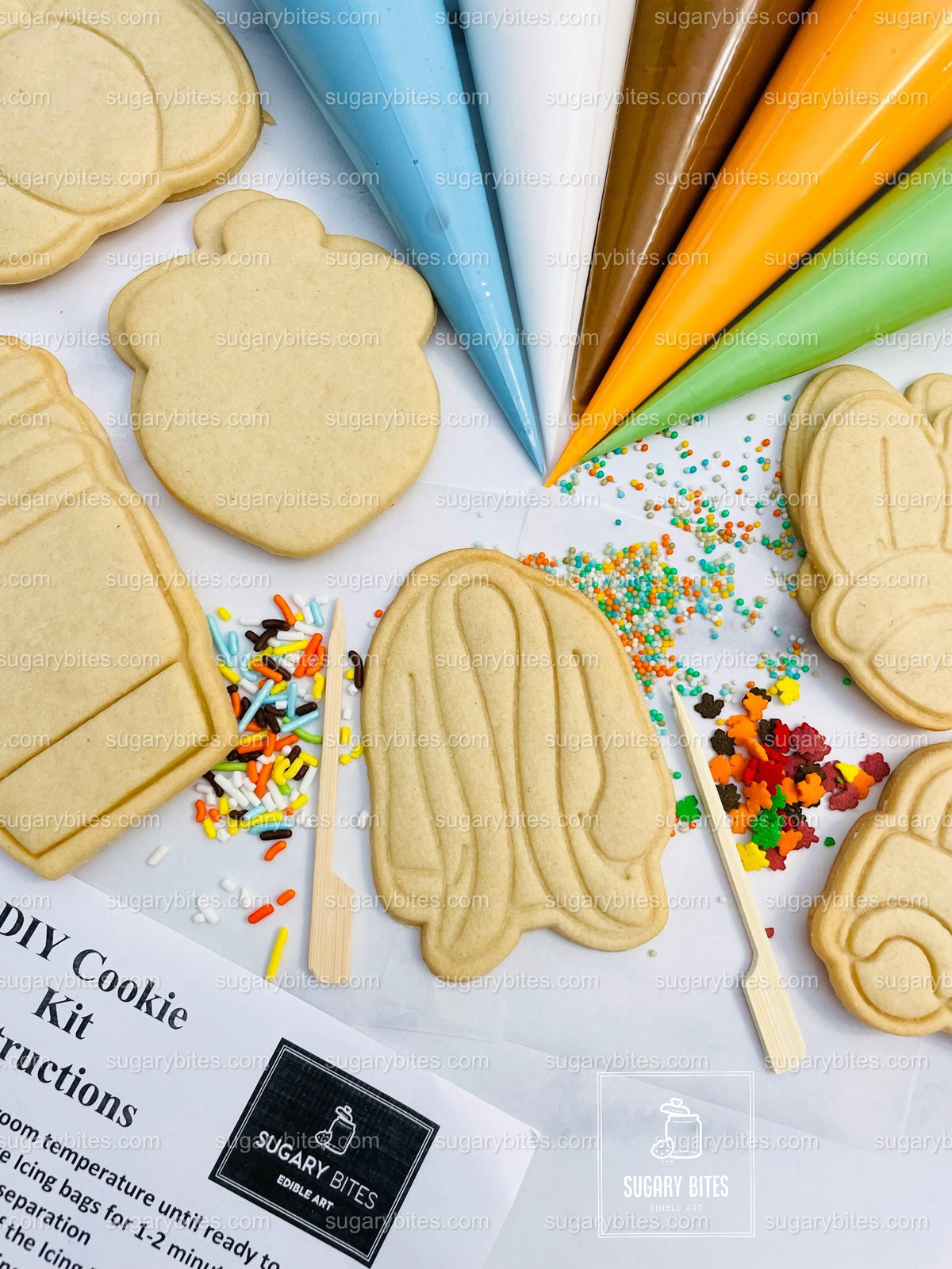 Fall Cookie Decorating Kit, Thanksgiving DIY cookie kit **INCLUDES 24 ITEMS** Zoom Party Favors, Assorted Shaped Cookie Kit, (Large Cookies)
