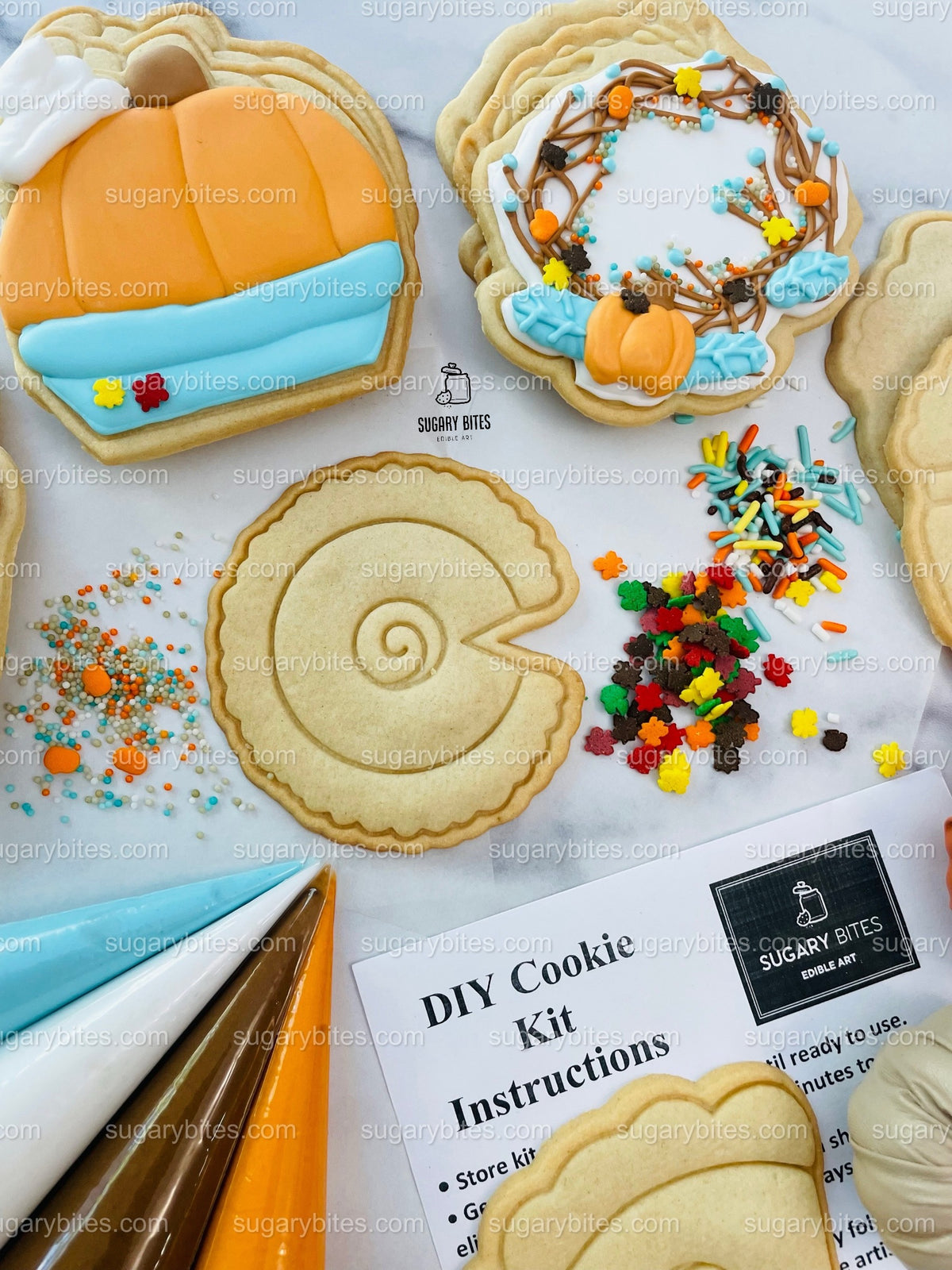 Fall Cookie Decorating Kit, Thanksgiving Cookie Decorating Kit, Fall Cookies, Thanksgiving Cookies ***INCLUDES 24 ITEMS*** (Large Cookies)