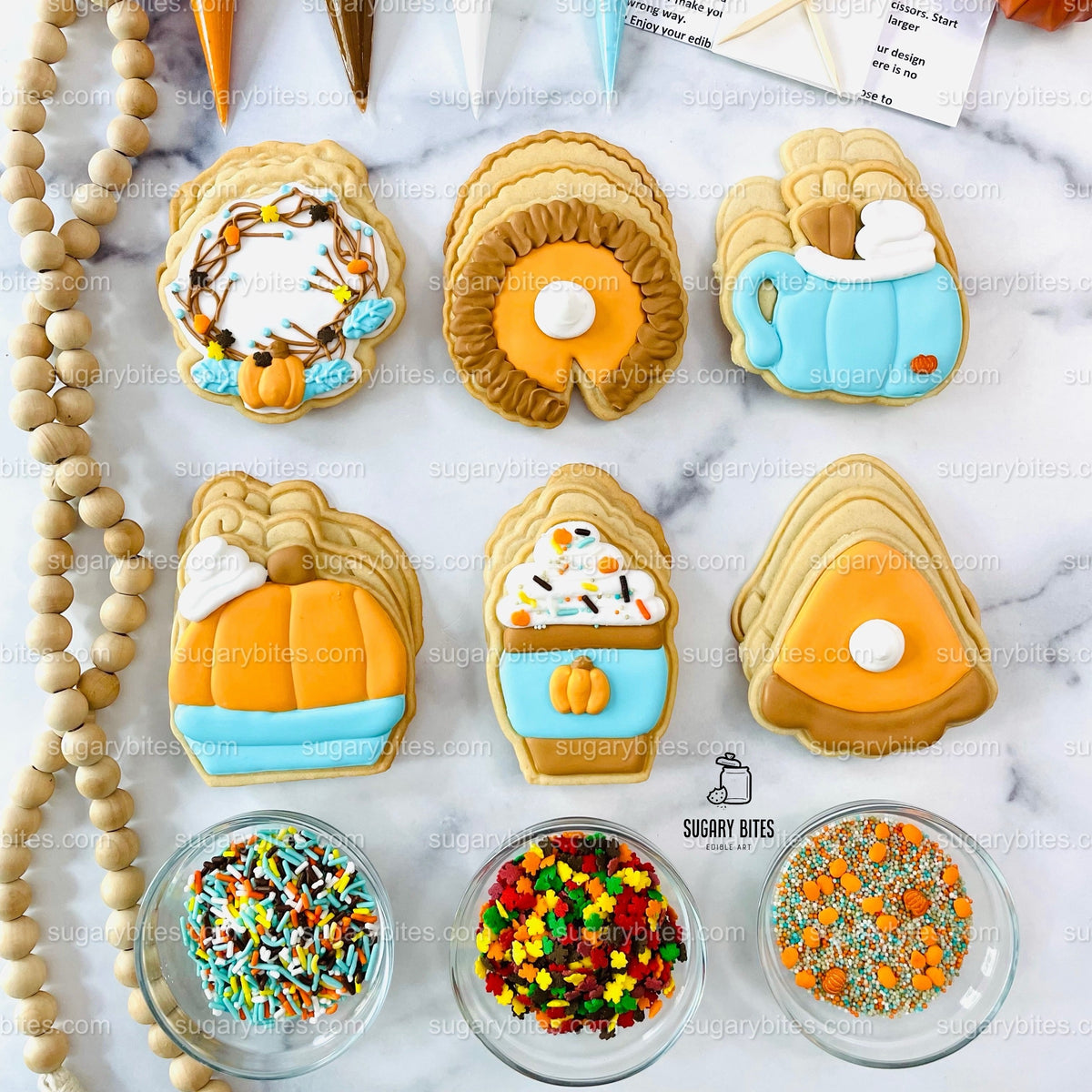 Fall Cookie Decorating Kit, Thanksgiving Cookie Decorating Kit, Fall Cookies, Thanksgiving Cookies ***INCLUDES 24 ITEMS*** (Large Cookies)