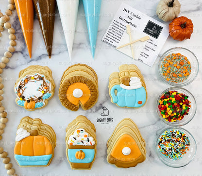Fall Cookie Decorating Kit, Thanksgiving Cookie Decorating Kit, Fall Cookies, Thanksgiving Cookies ***INCLUDES 24 ITEMS*** (Large Cookies)