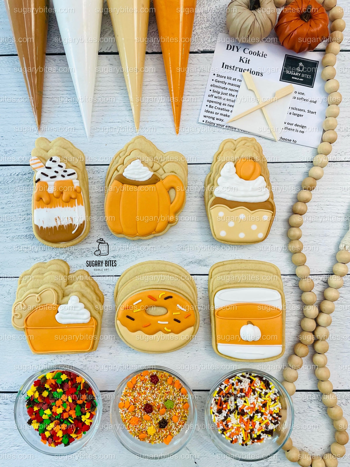 Fall Cookie Decorating Kit, Thanksgiving DIY Cookie Kit, Fall Cookies, Thanksgiving Cookies, ***INCLUDES 24 ITEMS*** (Large Cookies)