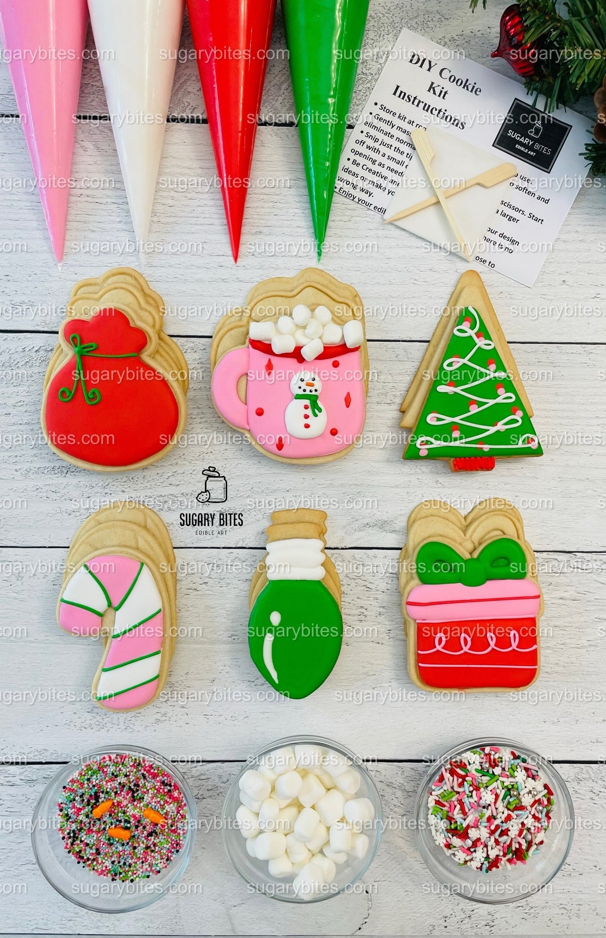 Winter Cookie Decorating Kit, Christmas DIY Cookie Kit, (Large Cookies) ***INCLUDES 24 ITEMS*** With 4 Icing Bags & 3 Deluxe Sprinkle!!!