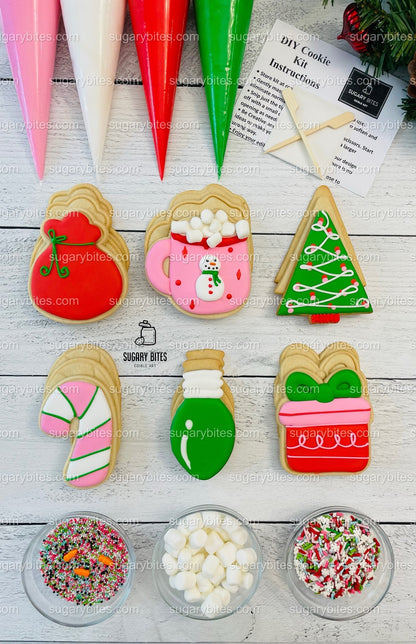 Winter Cookie Decorating Kit, Christmas DIY Cookie Kit, (Large Cookies) ***INCLUDES 24 ITEMS*** With 4 Icing Bags & 3 Deluxe Sprinkle!!!