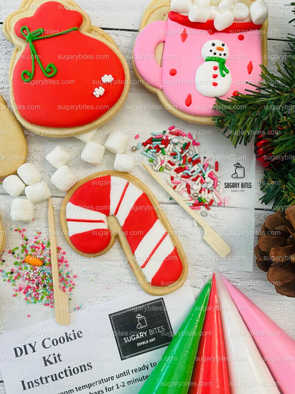 Winter Cookie Decorating Kit, Christmas DIY Cookie Kit, (Large Cookies) ***INCLUDES 24 ITEMS*** With 4 Icing Bags & 3 Deluxe Sprinkle!!!