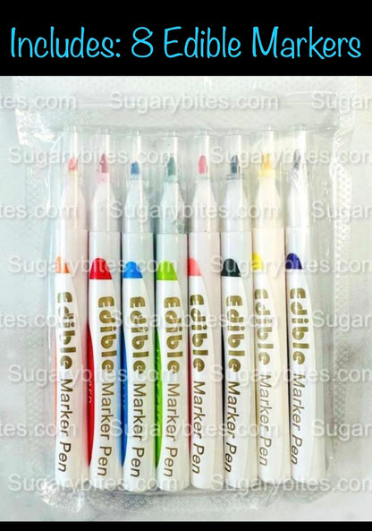 Flower Cookie Coloring Kit with 12 Cookies and 8 Edible Ink Markers, Color your own Flower/Mother’s Day Sugar Cookies Kit!