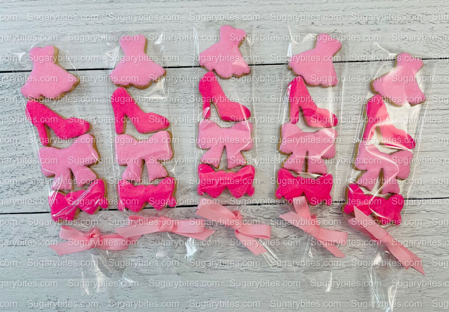 Pink Cookies, Small Fashion Cookie Set **SET of 5 BAGS** Gourmet fresh cookies, zoom party Ideas!