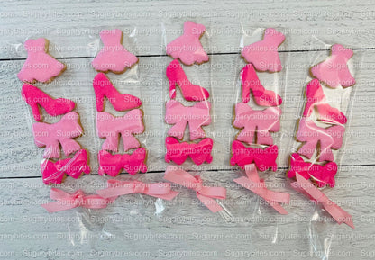 Pink Cookies, Small Fashion Cookie Set **SET of 5 BAGS** Gourmet fresh cookies, zoom party Ideas!