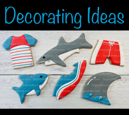 Shark Cookie Decorating Kit, *INCLUDES 24 ITEMS* (Large Cookies) …… with 4 ICING bags and 3 Deluxe Sprinkles!
