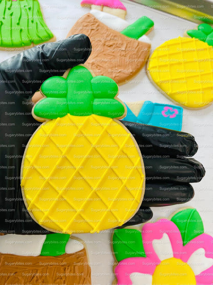 Luau Cookies, Hawaiian Cookies, Tropical Cookies, Includes 12 Large Decorated Cookies!