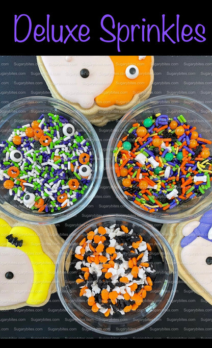 Halloween Cookie Decorating Kit, DIY Cookie Kit, (Large Cookies) ***INCLUDES 24 ITEMS*** With 4 Icing Bags & 3 Deluxe Sprinkle!