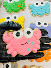 Load image into Gallery viewer, Crab Cookies, Crabby cookies, (Large Cookies), includes 12 decorated cookies!!
