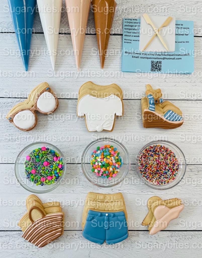 Summer Cookie Decorating Kit, Summer DIY Decorating Cookies Kit, (Large Cookies), **INCLUDES 24 ITEMS**