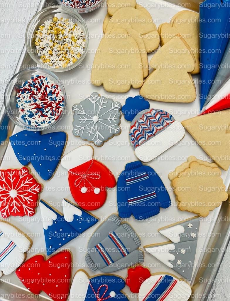 Winter Cookie Decorating Kit, Winter DIY Cookie Kit, (Large Cookies) ***INCLUDES 24 ITEMS*** With 4 Icing Bags & 3 Deluxe Sprinkle!