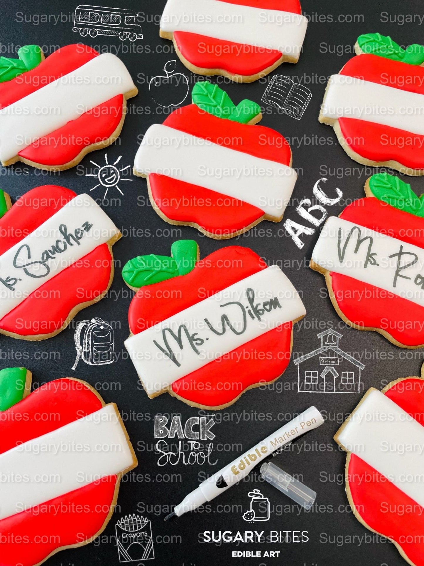 Back to School Cookies | Teacher Appreciation Cookies | Apple cookies | Graduation Cookies | School Cookies … includes a EDIBLE MARKER!