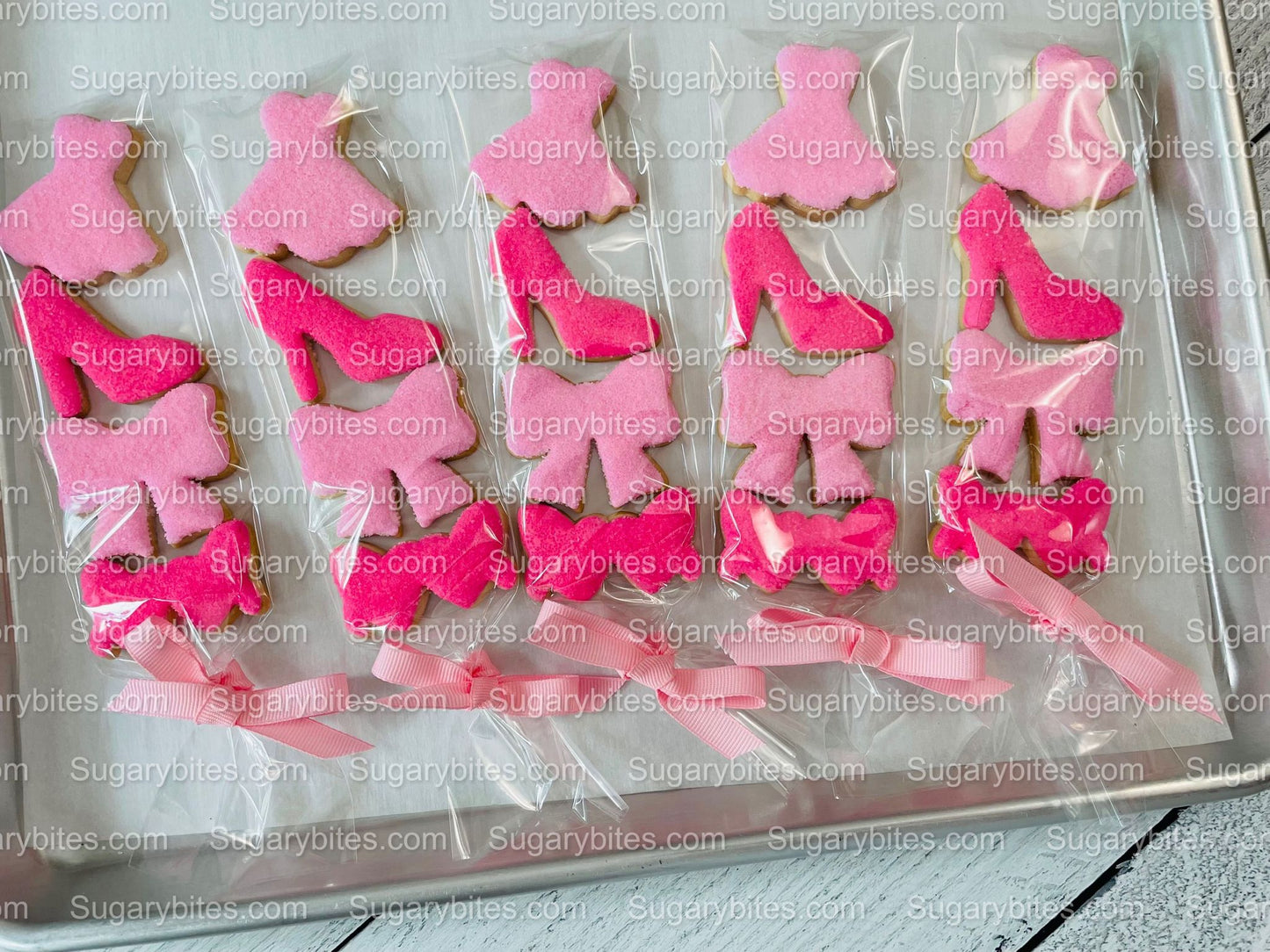 Pink Cookies, Small Fashion Cookie Set **SET of 5 BAGS** Gourmet fresh cookies, zoom party Ideas!
