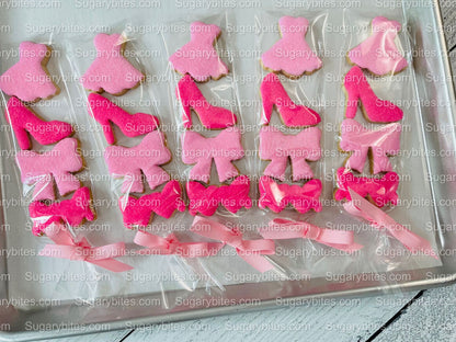 Pink Cookies, Small Fashion Cookie Set **SET of 5 BAGS** Gourmet fresh cookies, zoom party Ideas!