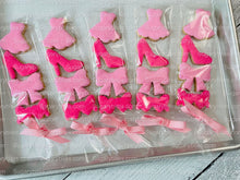 Load image into Gallery viewer, Pink Cookies, Small Fashion Cookie Set **SET of 5 BAGS** Gourmet fresh cookies, zoom party Ideas!
