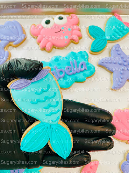 Mermaid Cookies, Mermaid Party, (Large Cookies), includes 12 decorated cookies!