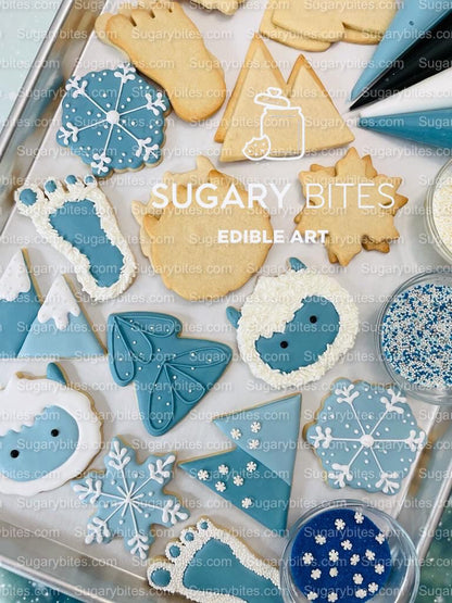 Winter Cookie Decorating Kit, Winter DIY Cookie Kit, (Large Cookies) ***INCLUDES 24 ITEMS*** With 4 Icing Bags & 3 Deluxe Sprinkle!