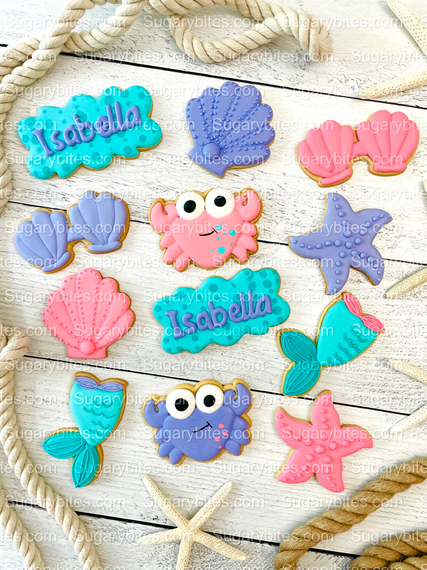 Mermaid Cookies, Mermaid Party, (Large Cookies), includes 12 decorated cookies!