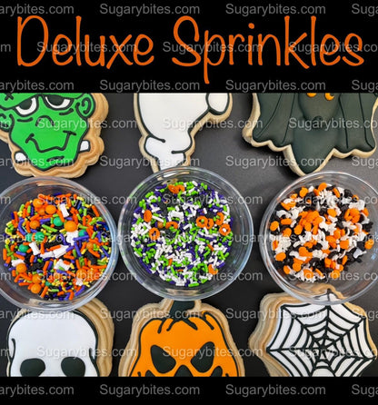 Halloween Cookie Decorating Kit, DIY Cookie Kit, (Large Cookies) ***INCLUDES 24 ITEMS*** With 4 Icing Bags & 3 Deluxe Sprinkle!