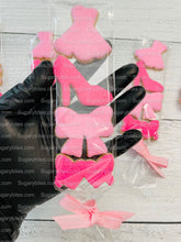 Load image into Gallery viewer, Pink Cookies, Small Fashion Cookie Set **SET of 5 BAGS** Gourmet fresh cookies, zoom party Ideas!
