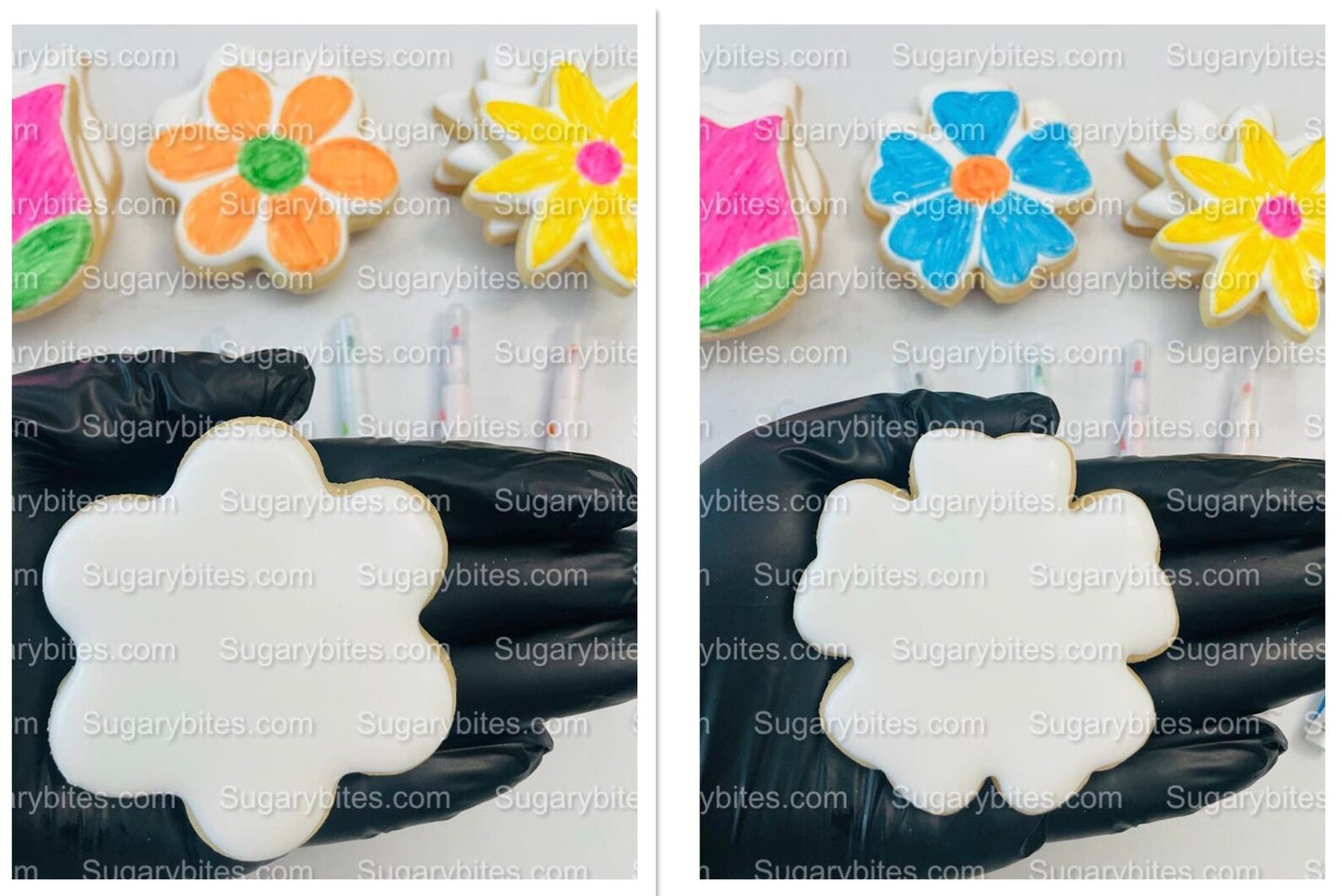 Flower Cookie Coloring Kit with 12 Cookies and 8 Edible Ink Markers, Color your own Flower/Mother’s Day Sugar Cookies Kit!