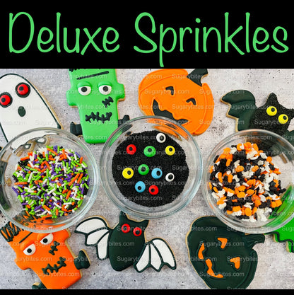Halloween Cookie Decorating Kit, DIY Cookie Kit, (Large Cookies) ***INCLUDES 24 ITEMS*** With 4 Icing Bags & 3 Deluxe Sprinkle!