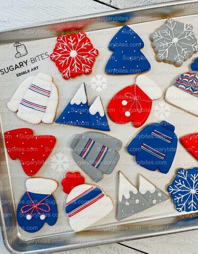 Winter Cookie Decorating Kit, Winter DIY Cookie Kit, (Large Cookies) ***INCLUDES 24 ITEMS*** With 4 Icing Bags & 3 Deluxe Sprinkle!