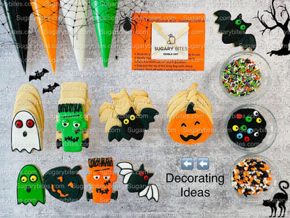 Halloween Cookie Decorating Kit, DIY Cookie Kit, (Large Cookies) ***INCLUDES 24 ITEMS*** With 4 Icing Bags & 3 Deluxe Sprinkle!