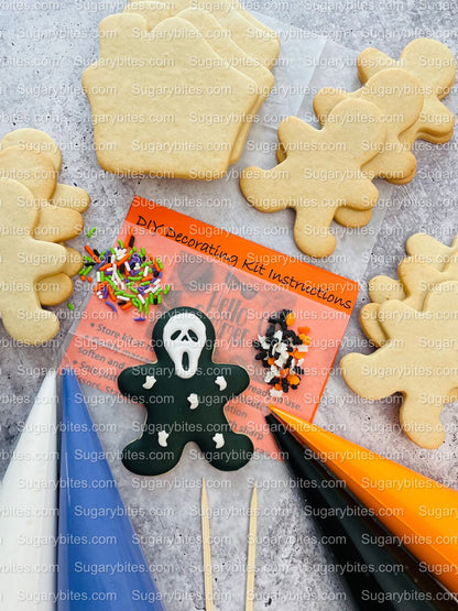 Halloween Cookie Decorating Kit, Halloween DIY Cookie Kit, (Large Cookies) ***INCLUDES 24 ITEMS*** With 4 Icing Bags & 3 Deluxe Sprinkle!