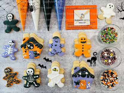 Halloween Cookie Decorating Kit, Halloween DIY Cookie Kit, (Large Cookies) ***INCLUDES 24 ITEMS*** With 4 Icing Bags & 3 Deluxe Sprinkle!