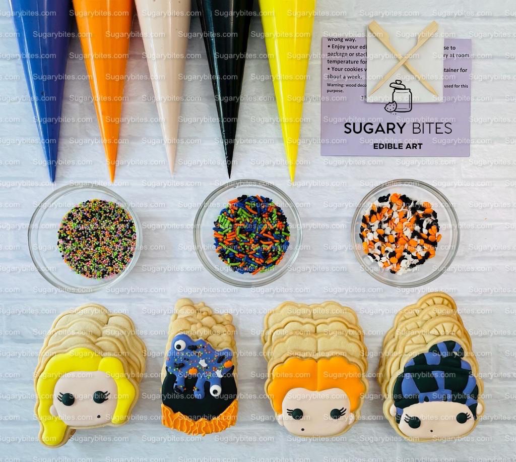 Halloween Cookie Decorating Kit, DIY Cookie Kit, (Large Cookies) ***INCLUDES 24 ITEMS*** With 4 Icing Bags & 3 Deluxe Sprinkle!